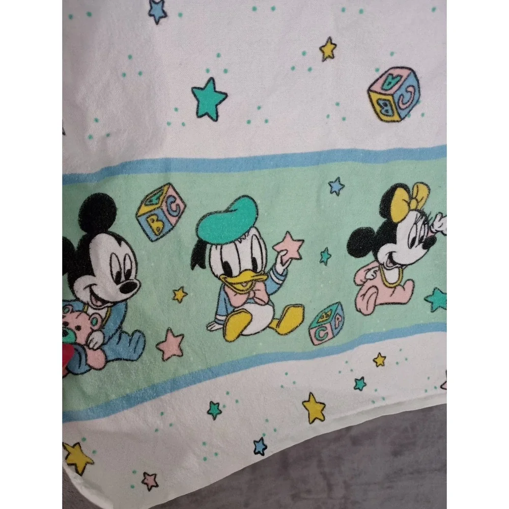 Vintage Disney Babies Receiving Blanket‎ Mickey Minnie ABC Alphabet Stains